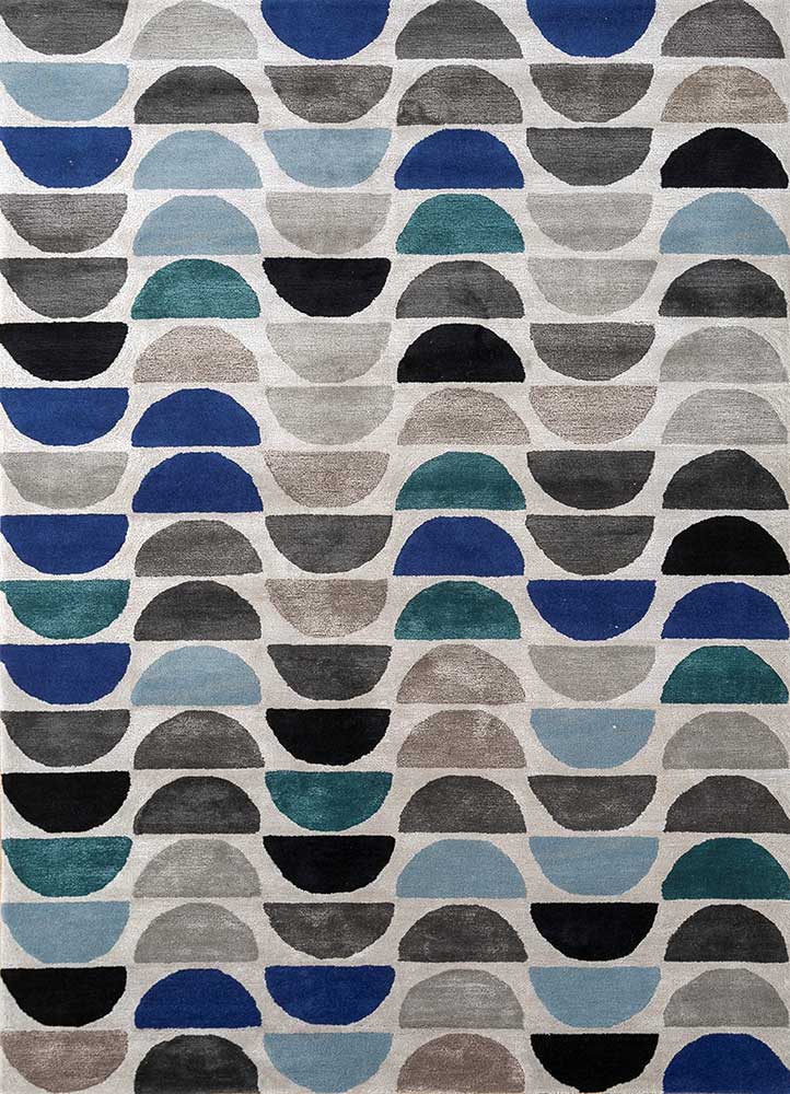 acar blue wool and viscose Hand Tufted Rug - HeadShot