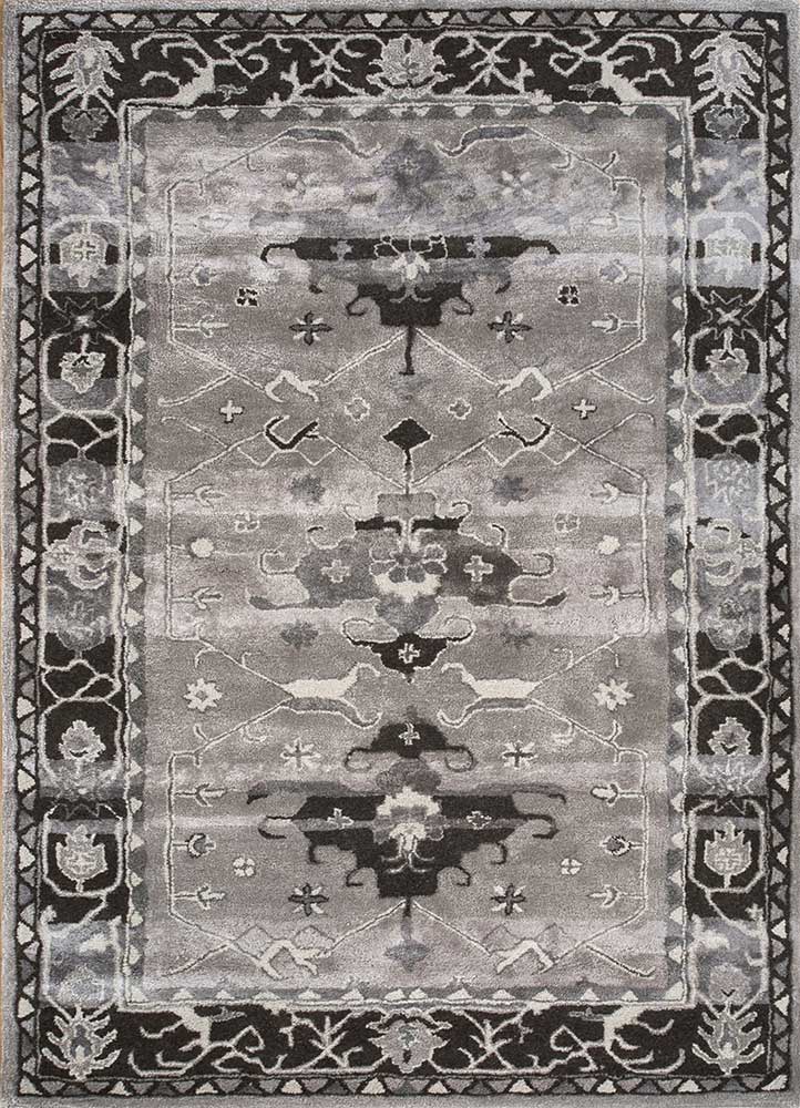  grey and black wool and viscose Hand Tufted Rug