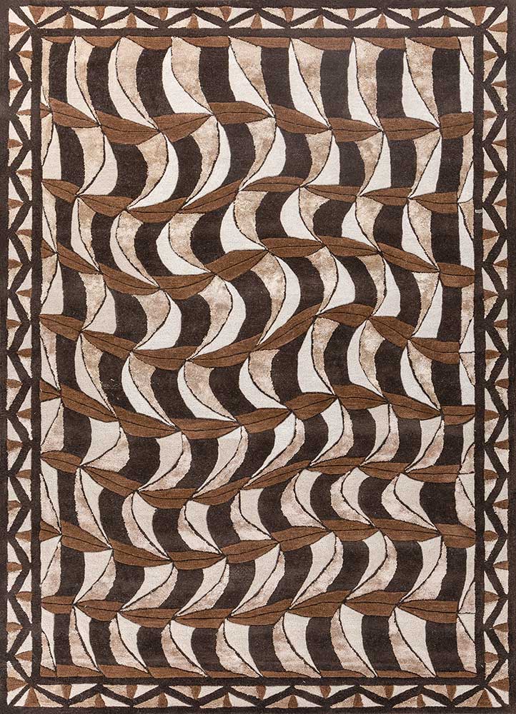 acar beige and brown wool and viscose Hand Tufted Rug - HeadShot
