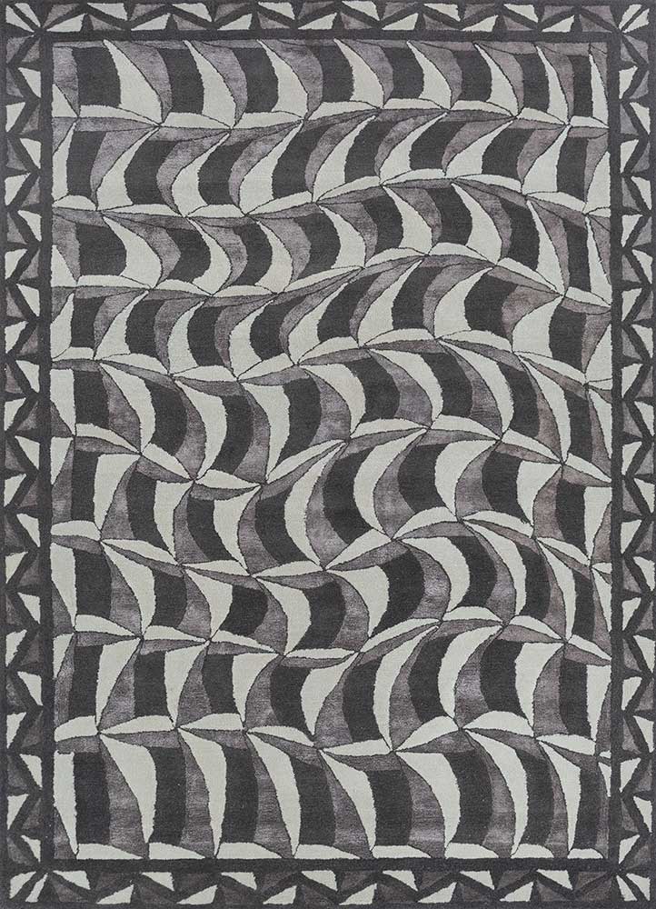acar grey and black wool and viscose Hand Tufted Rug - HeadShot