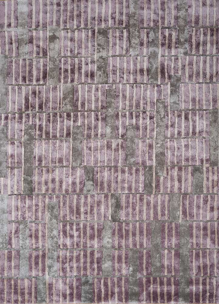 acar pink and purple viscose Hand Tufted Rug - HeadShot