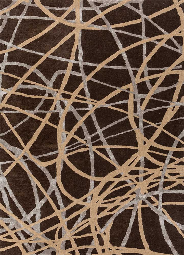acar beige and brown wool and viscose Hand Tufted Rug - HeadShot