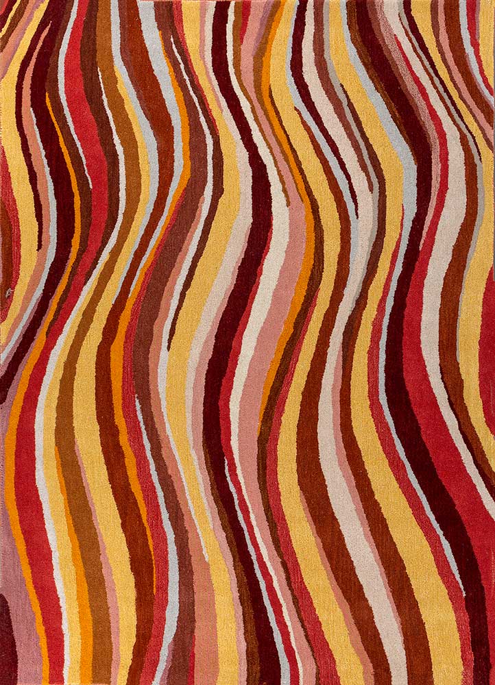 acar red and orange wool and viscose Hand Tufted Rug - HeadShot acar red and orange wool and viscose Hand Tufted Rug - HeadShot