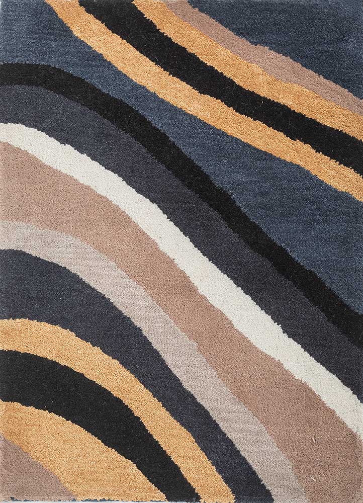 acar blue wool Hand Tufted Rug - HeadShot
