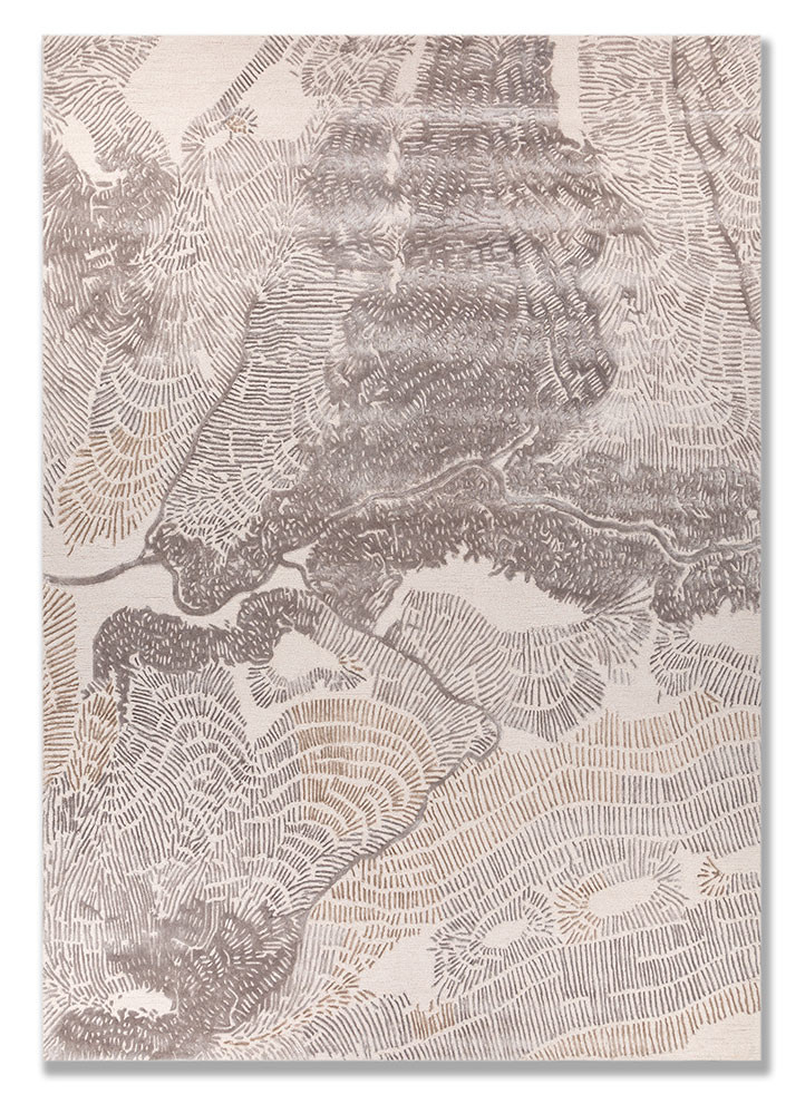  ivory wool and viscose Hand Tufted Rug