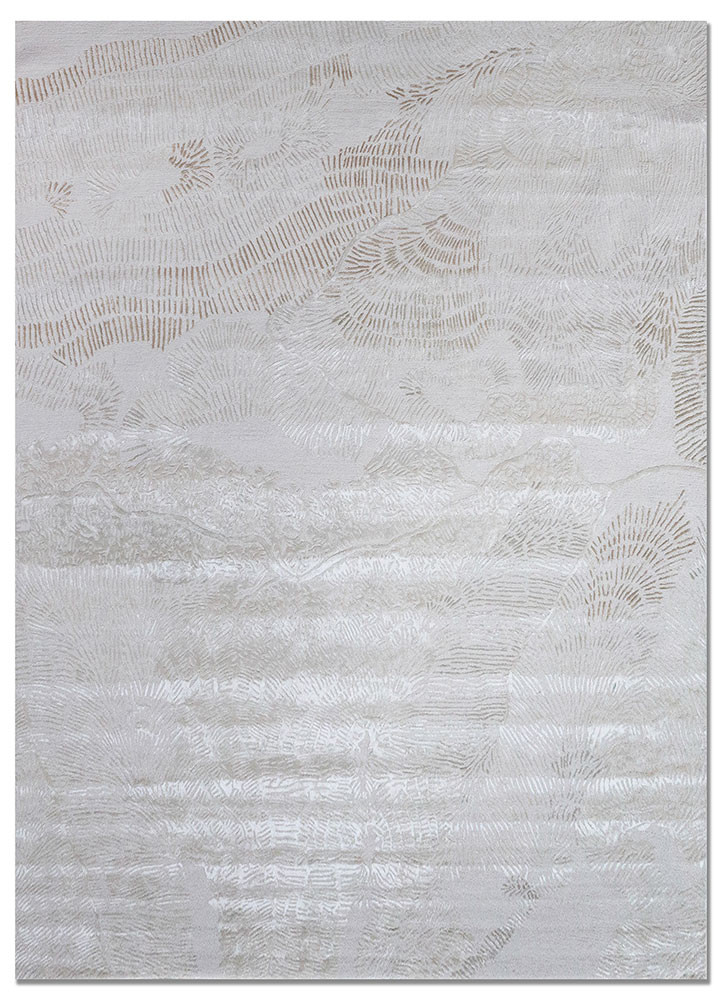 ivory wool and viscose Hand Tufted Rug