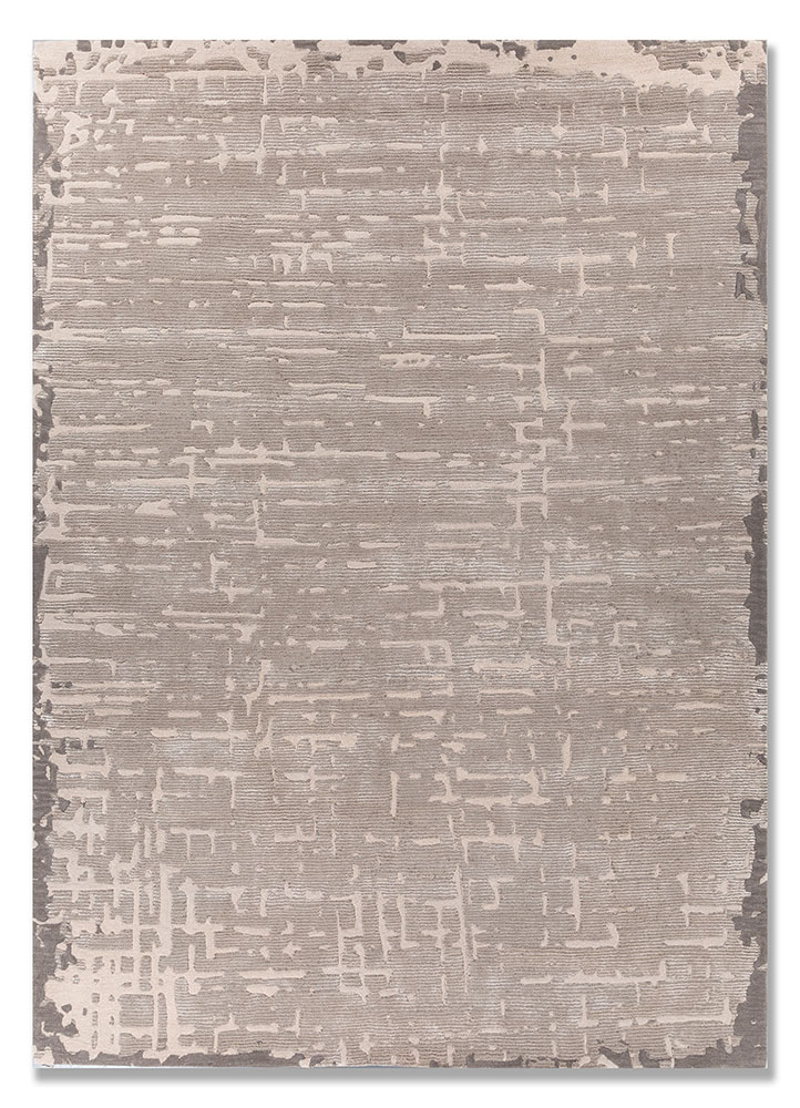  grey and black wool and viscose Hand Tufted Rug