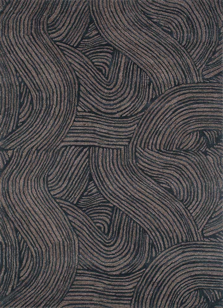  grey and black wool and viscose Hand Tufted Rug