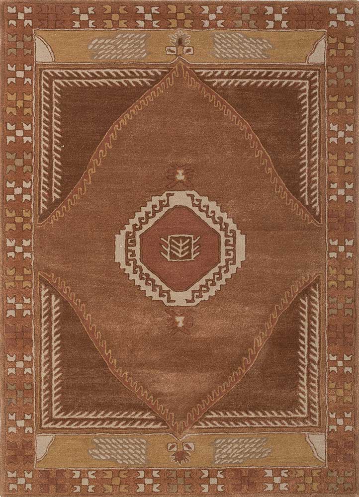 mythos beige and brown wool and viscose Hand Tufted Rug - HeadShot