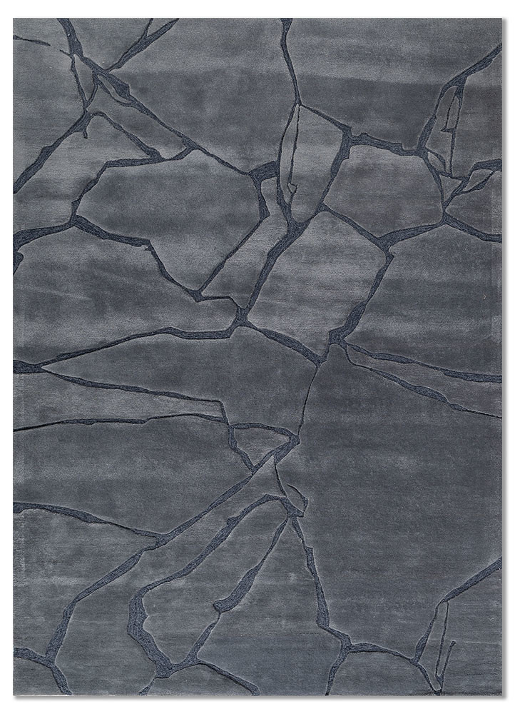 blue wool and viscose Hand Tufted Rug