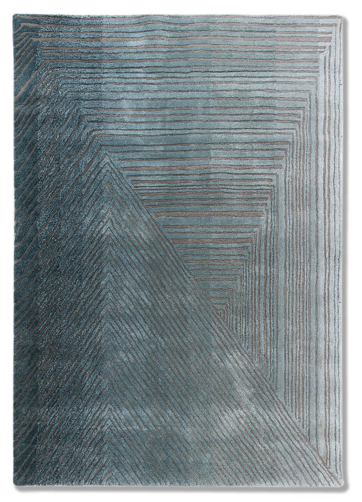  blue wool and viscose Hand Tufted Rug
