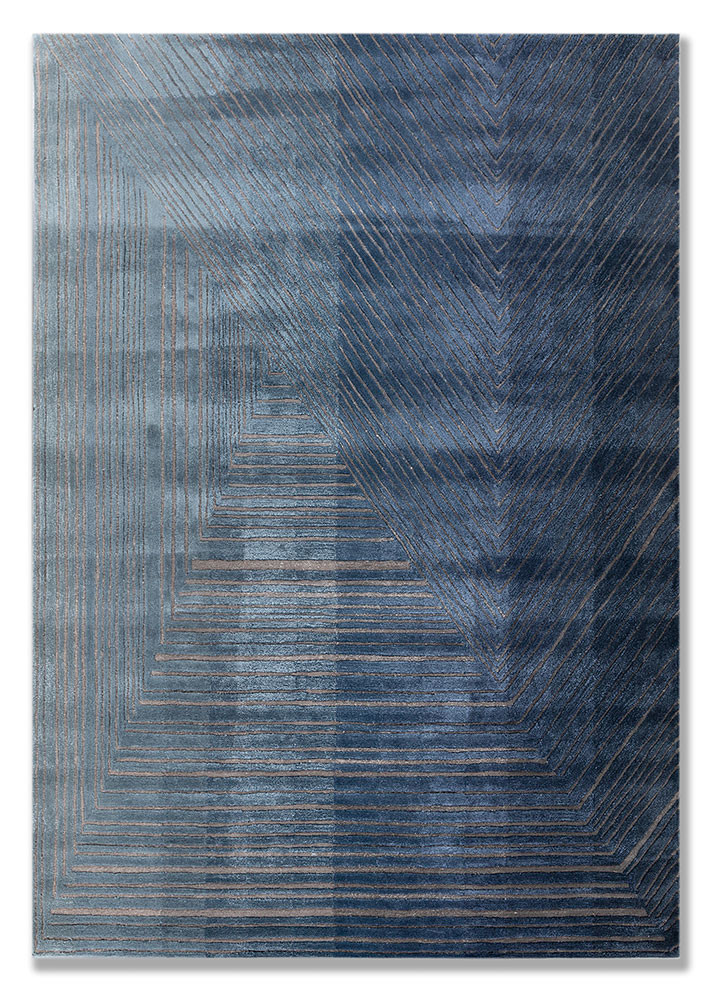  blue wool and viscose Hand Tufted Rug