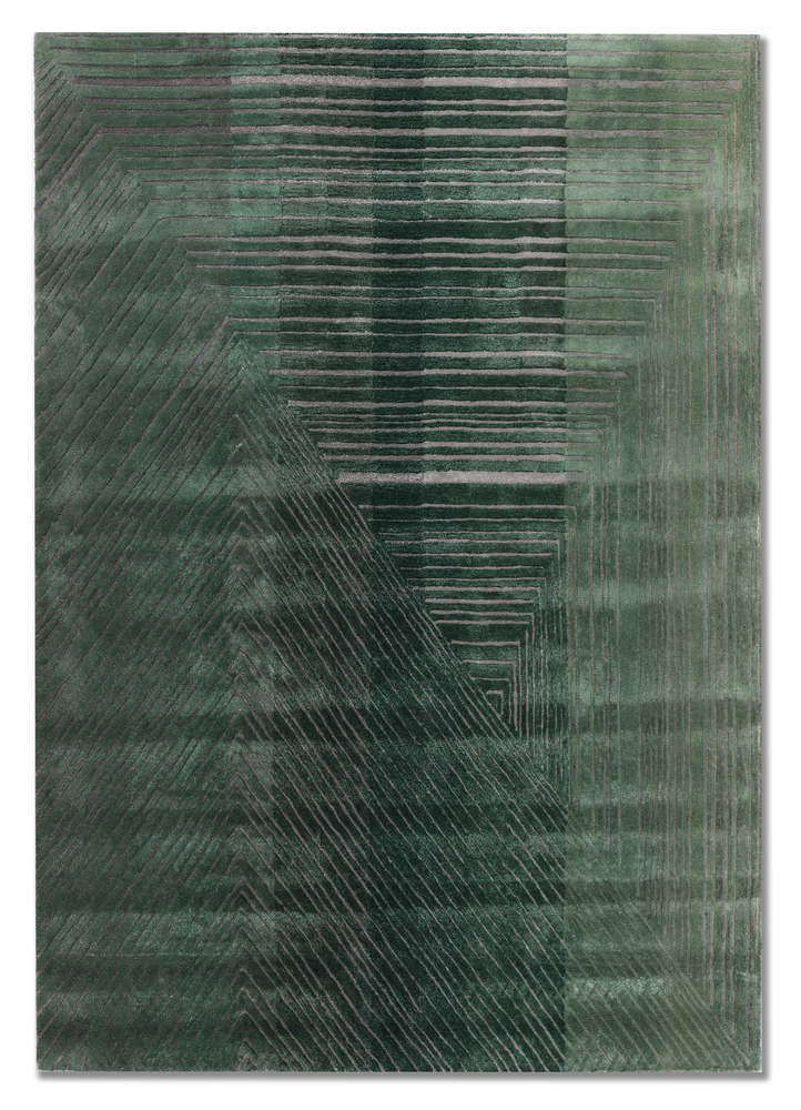  green wool and viscose Hand Tufted Rug