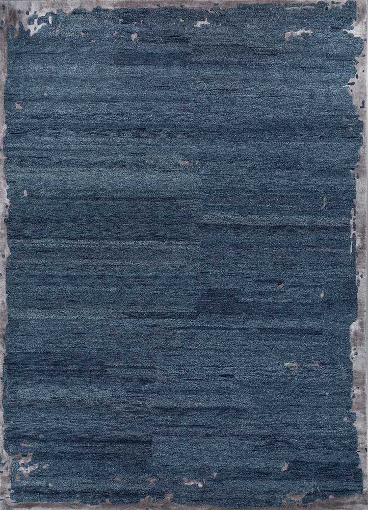  blue wool and viscose Hand Tufted Rug