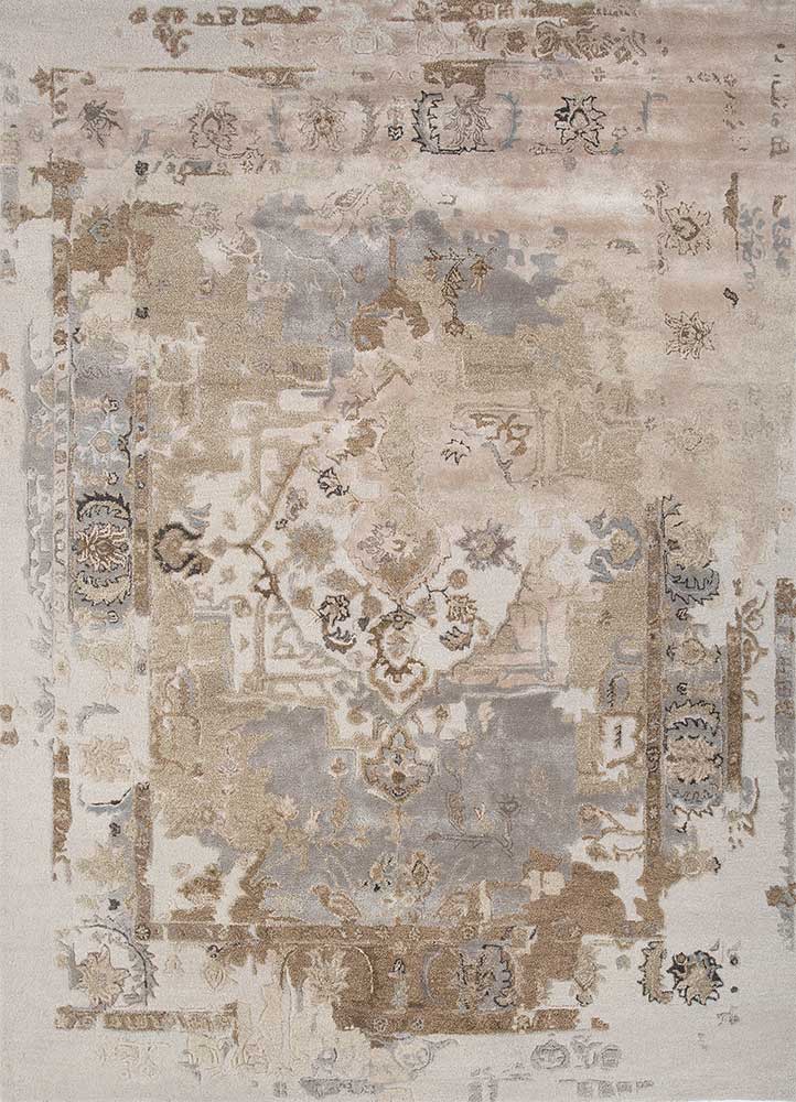  ivory wool and viscose Hand Tufted Rug