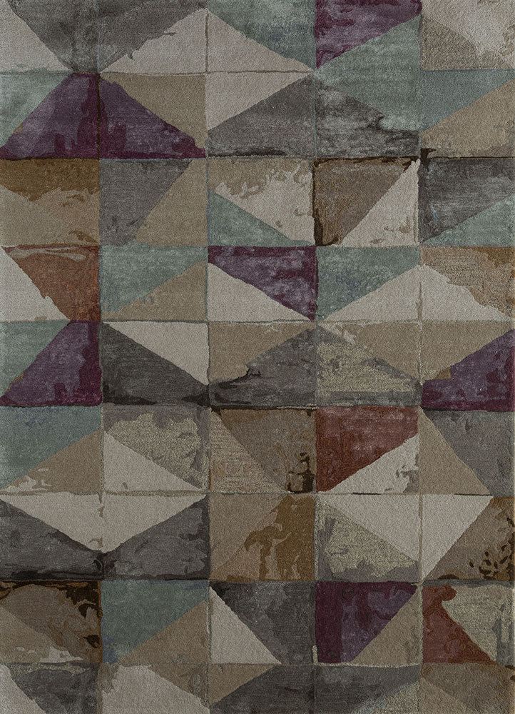  ivory wool and viscose Hand Tufted Rug