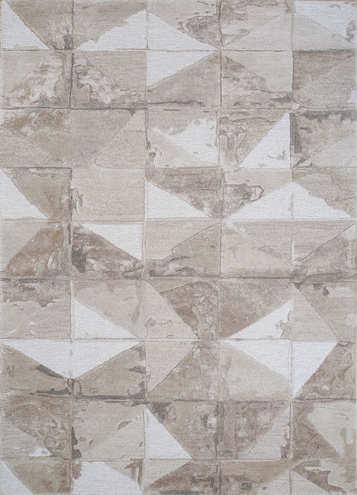  beige and brown wool and viscose Hand Tufted Rug