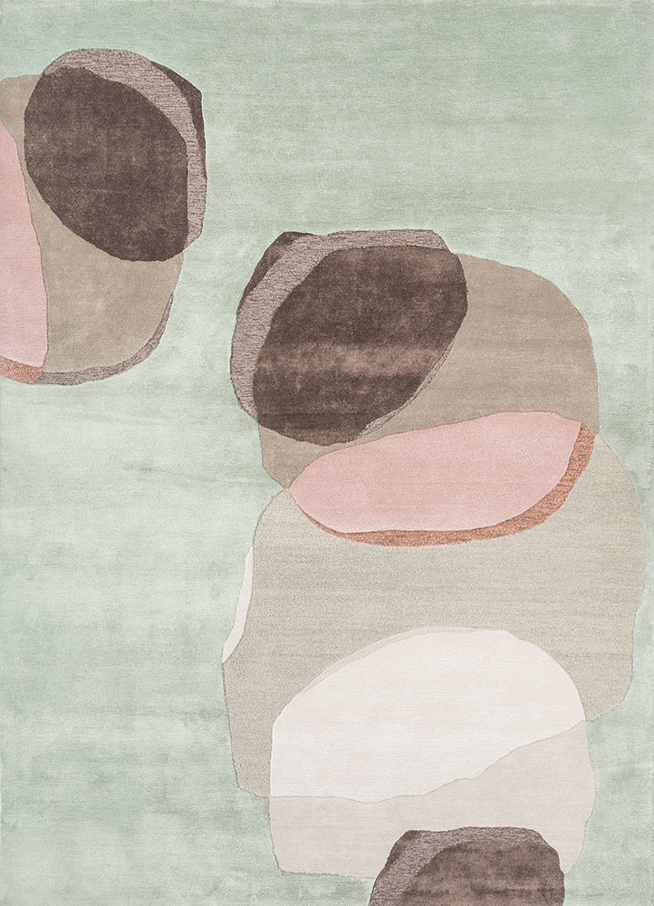  green wool and viscose Hand Tufted Rug