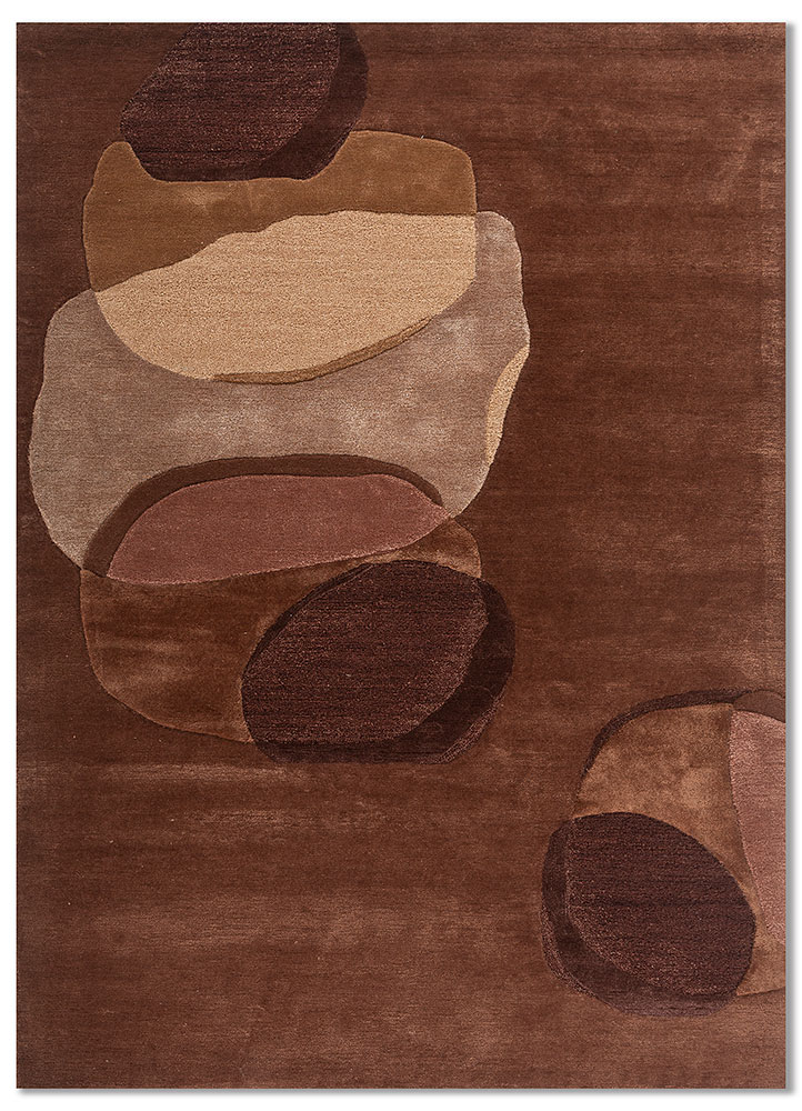 joy red and orange wool and viscose Hand Tufted Rug - HeadShot