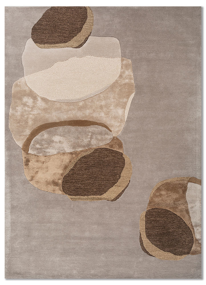  grey and black wool and viscose Hand Tufted Rug