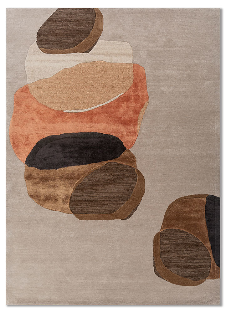  ivory wool and viscose Hand Tufted Rug