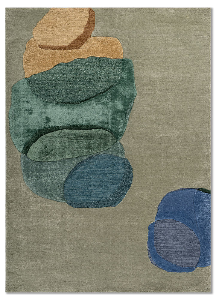  green wool and viscose Hand Tufted Rug