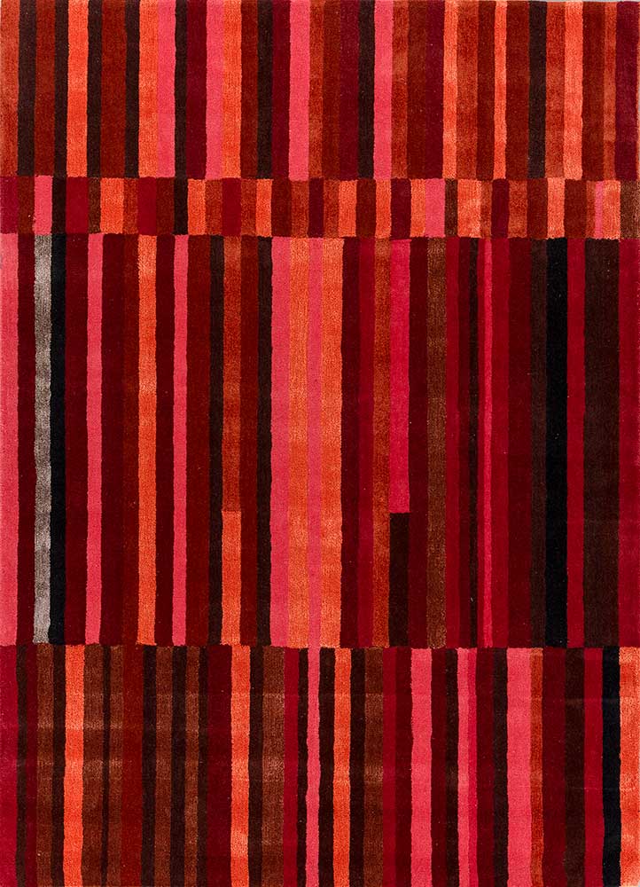 acar red and orange wool and viscose Hand Tufted Rug - HeadShot