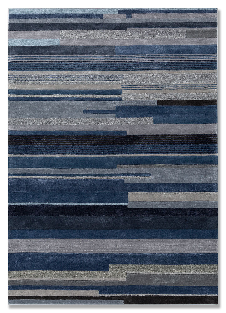  blue wool and viscose Hand Tufted Rug
