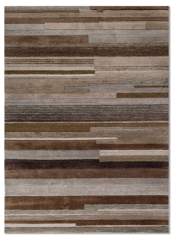  grey and black wool and viscose Hand Tufted Rug