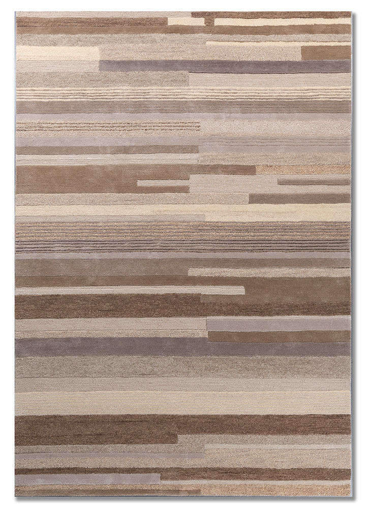  ivory wool and viscose Hand Tufted Rug