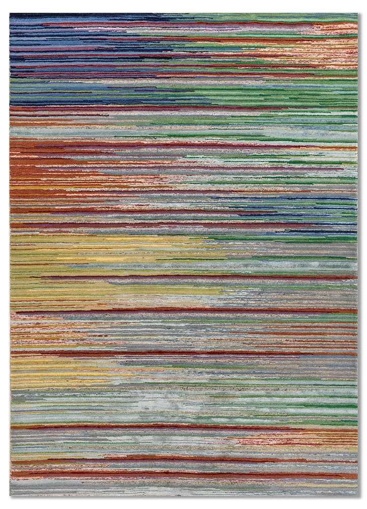  blue wool and viscose Hand Tufted Rug