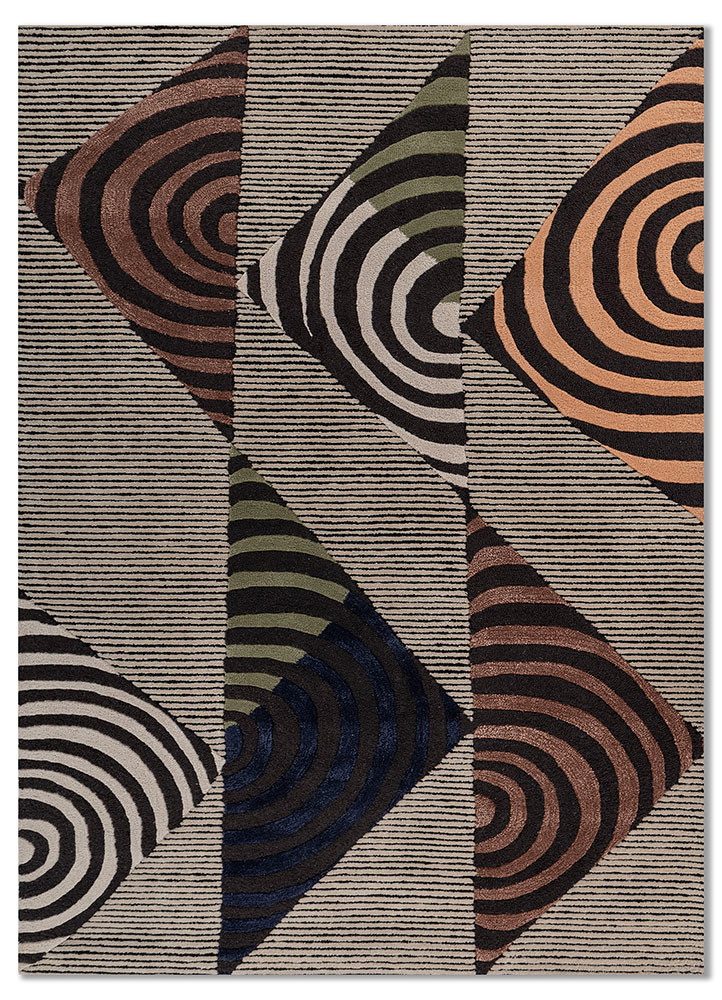  ivory wool and viscose Hand Tufted Rug