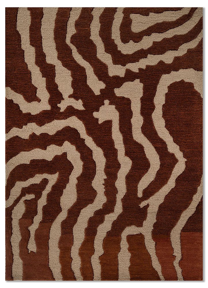  beige and brown wool Hand Tufted Rug