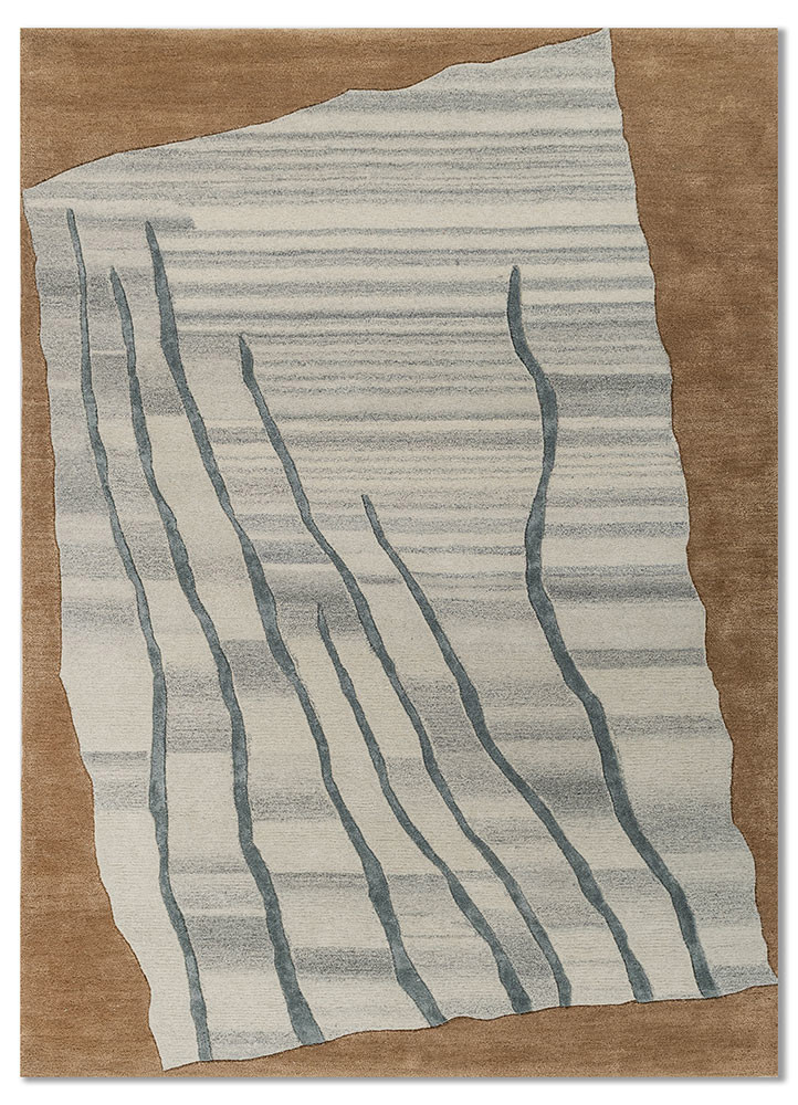  beige and brown wool Hand Tufted Rug