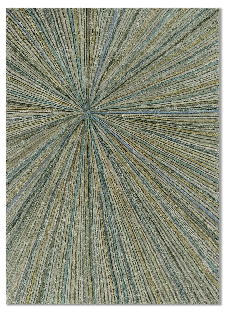  blue wool and viscose Hand Tufted Rug