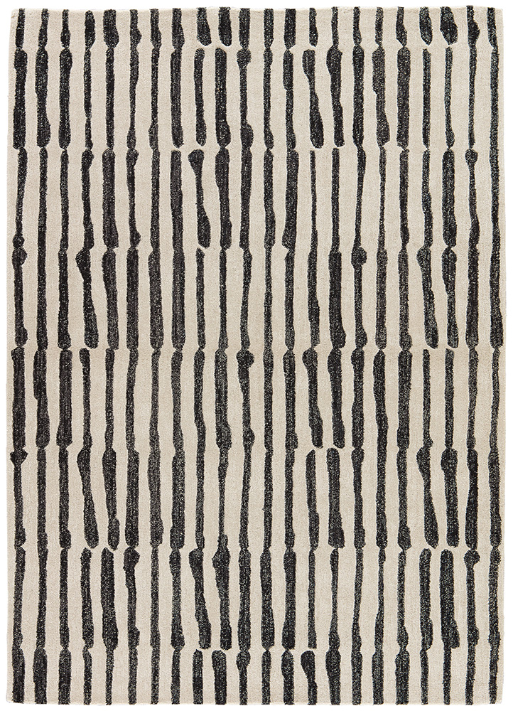  ivory wool and viscose Hand Tufted Rug