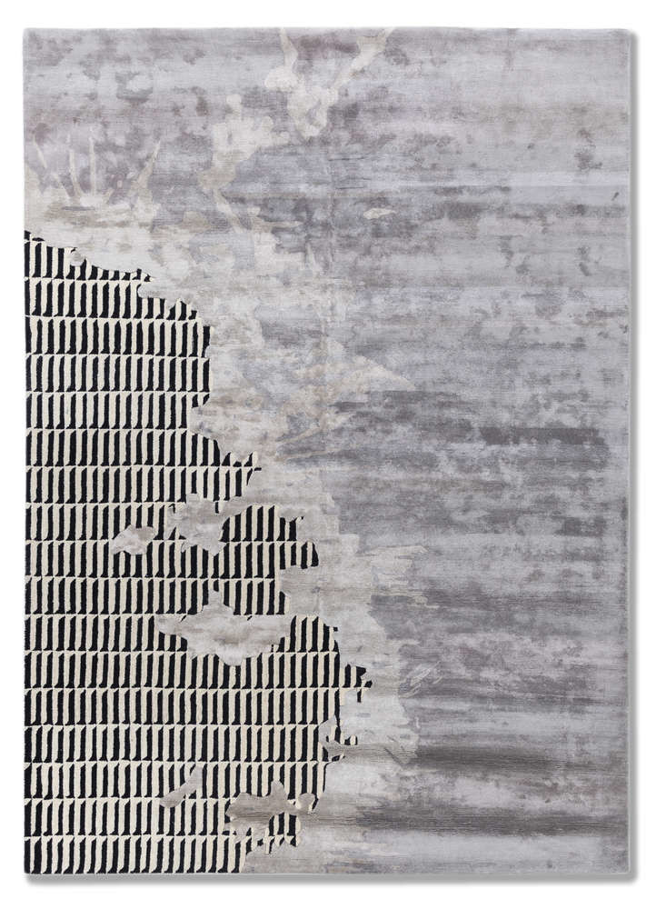  blue wool and viscose Hand Tufted Rug