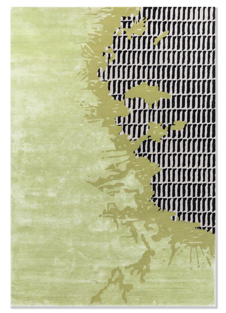  green wool and viscose Hand Tufted Rug