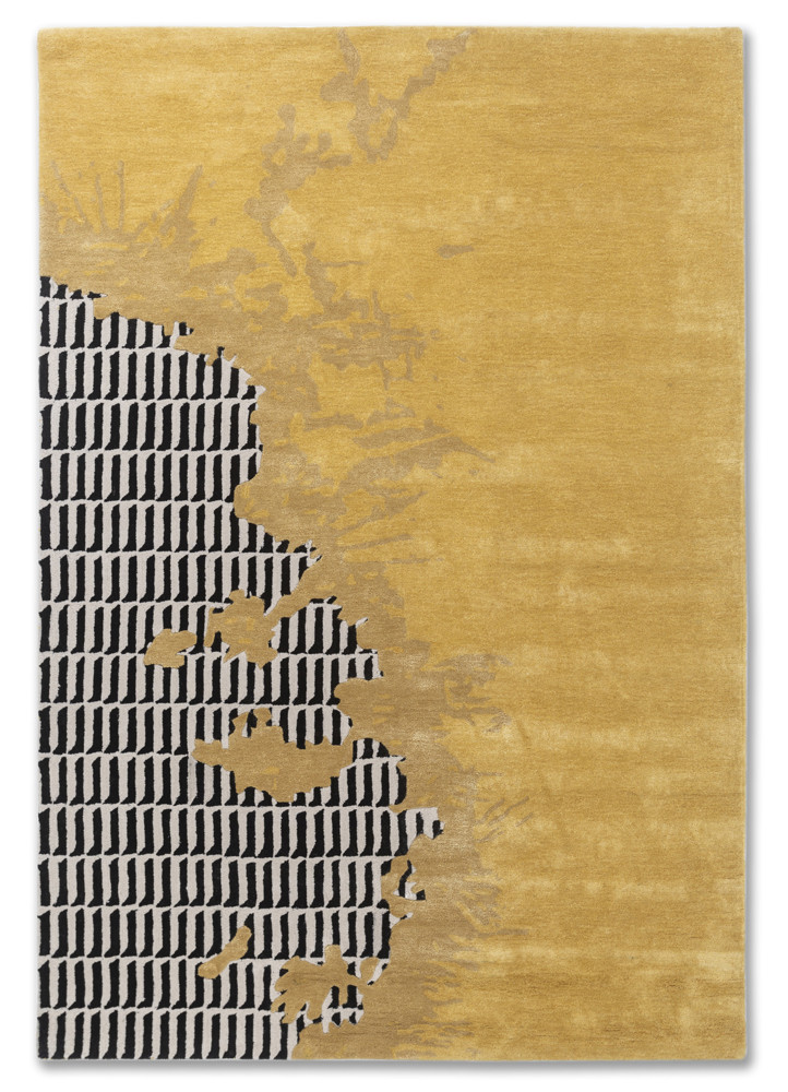  gold wool and viscose Hand Tufted Rug