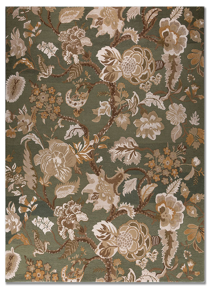  green wool and viscose Hand Tufted Rug