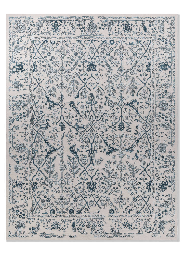  ivory wool and viscose Hand Tufted Rug