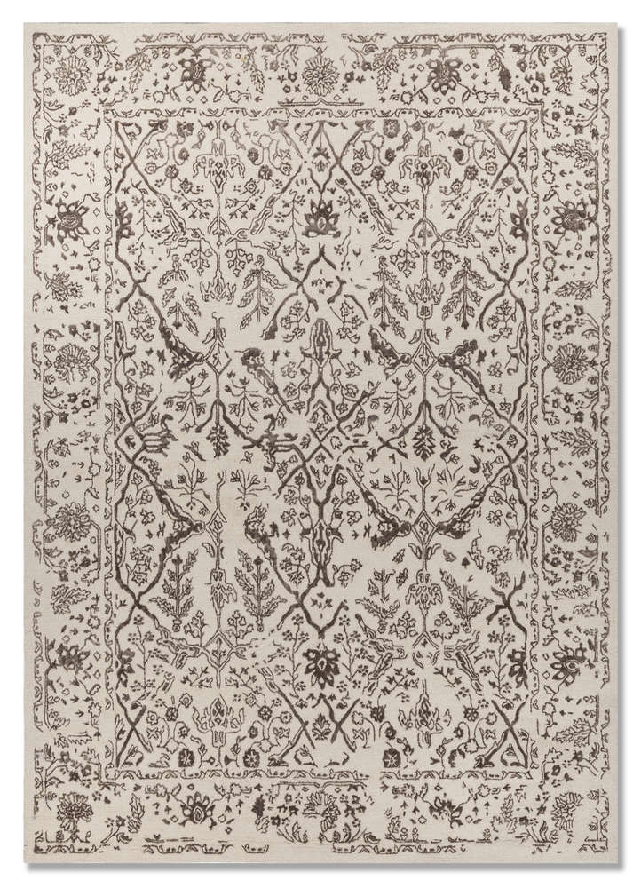  ivory wool and viscose Hand Tufted Rug