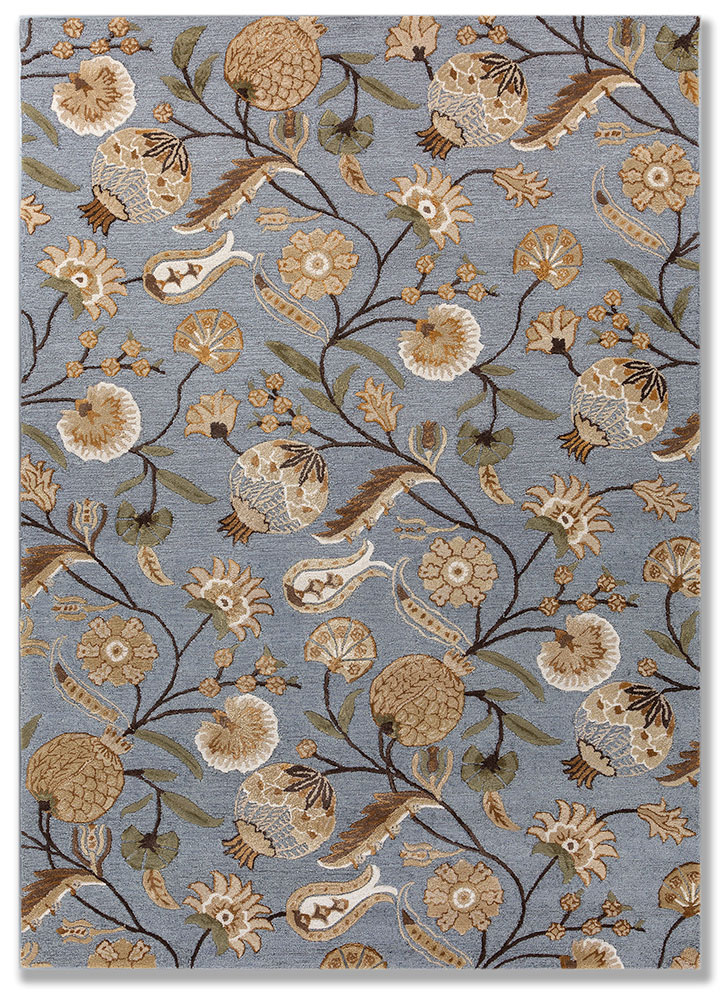  blue wool and viscose Hand Tufted Rug