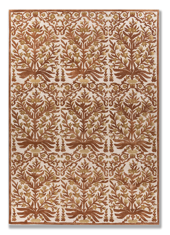  ivory wool and viscose Hand Tufted Rug
