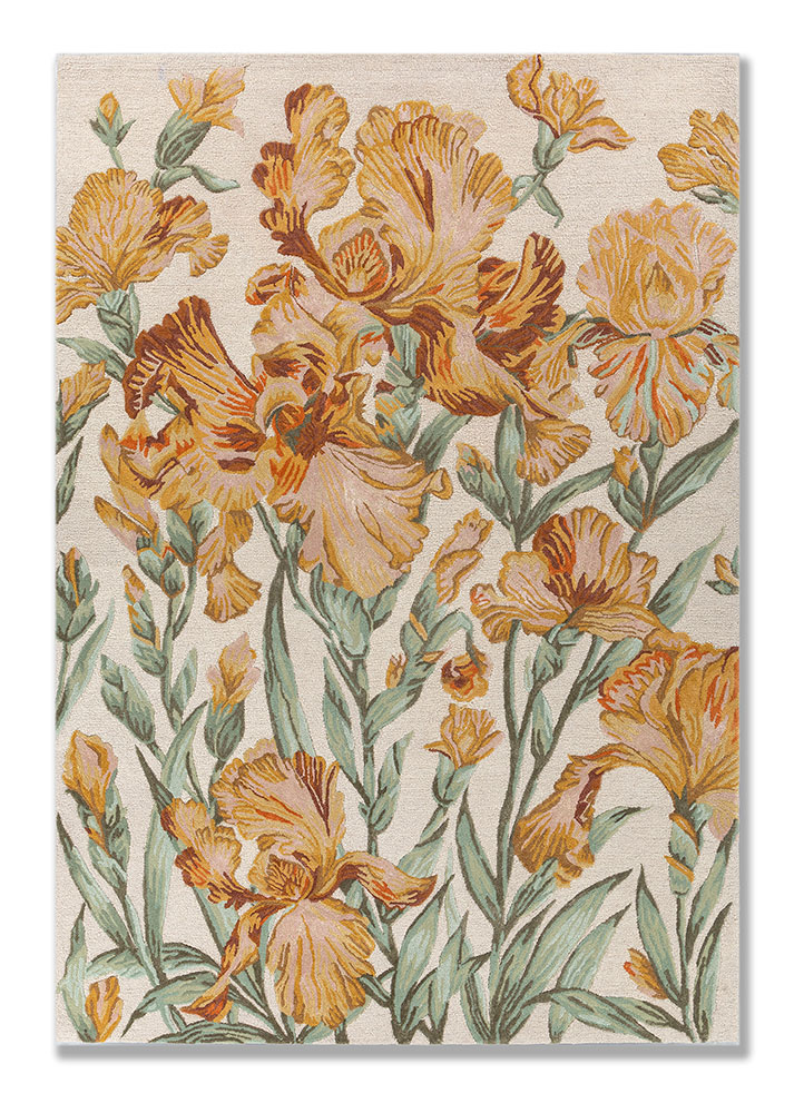  ivory wool and viscose Hand Tufted Rug