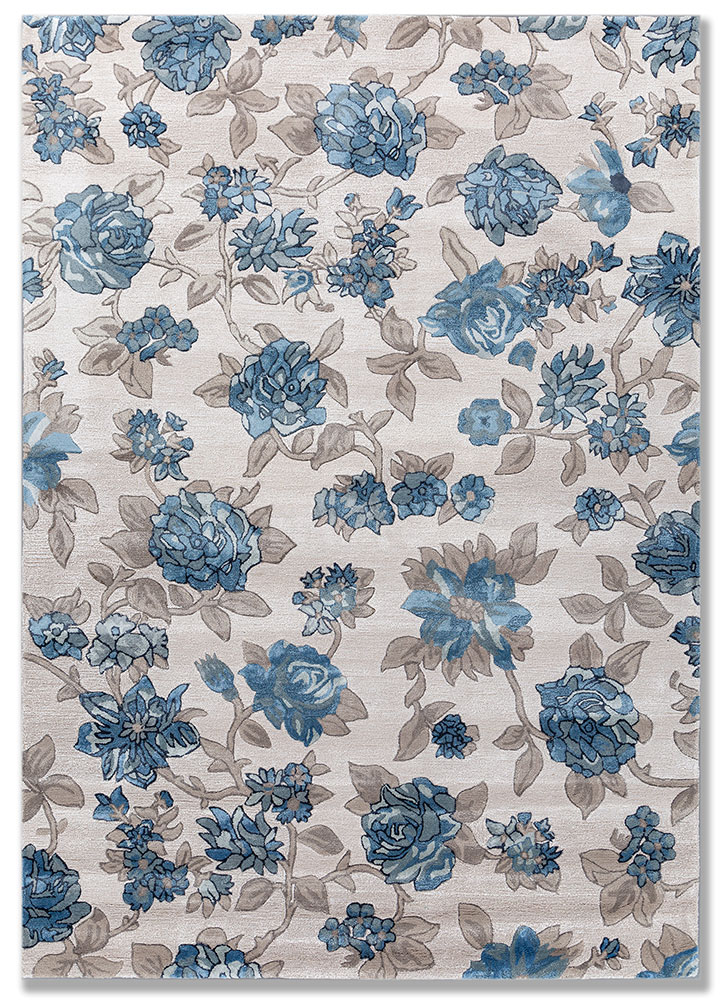  ivory wool and viscose Hand Tufted Rug