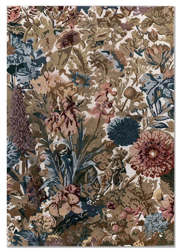  ivory wool and viscose Hand Tufted Rug