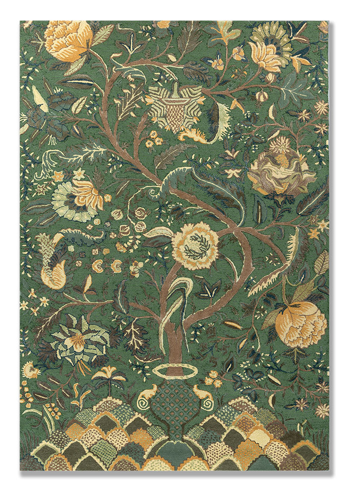  green wool and viscose Hand Tufted Rug