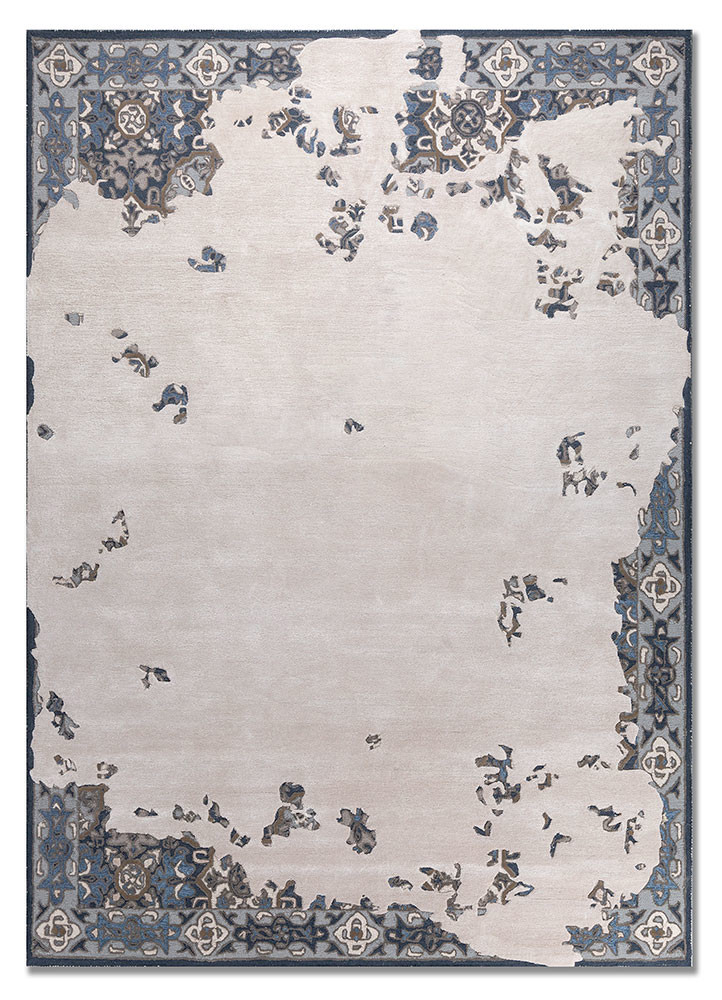  ivory wool and viscose Hand Tufted Rug