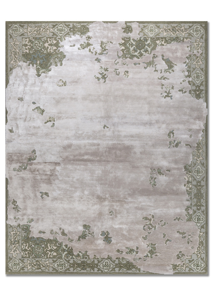  blue wool and viscose Hand Tufted Rug